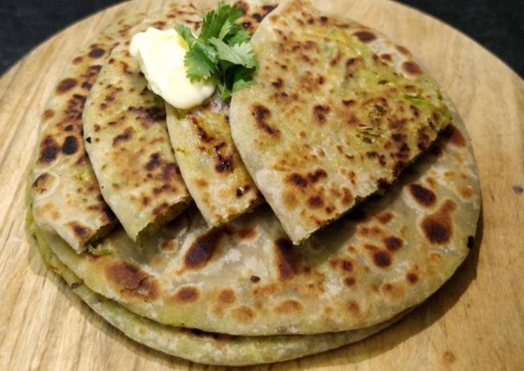 Recipe of Super Quick Homemade Jain Cabbage Peas Parantha
