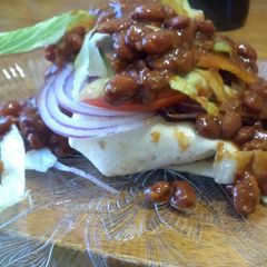A picture of Chilli Cheeseburger Wrap.