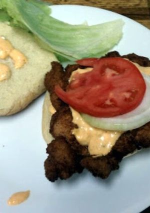 A picture of Fried Pork Tenderloin Sandwhich.