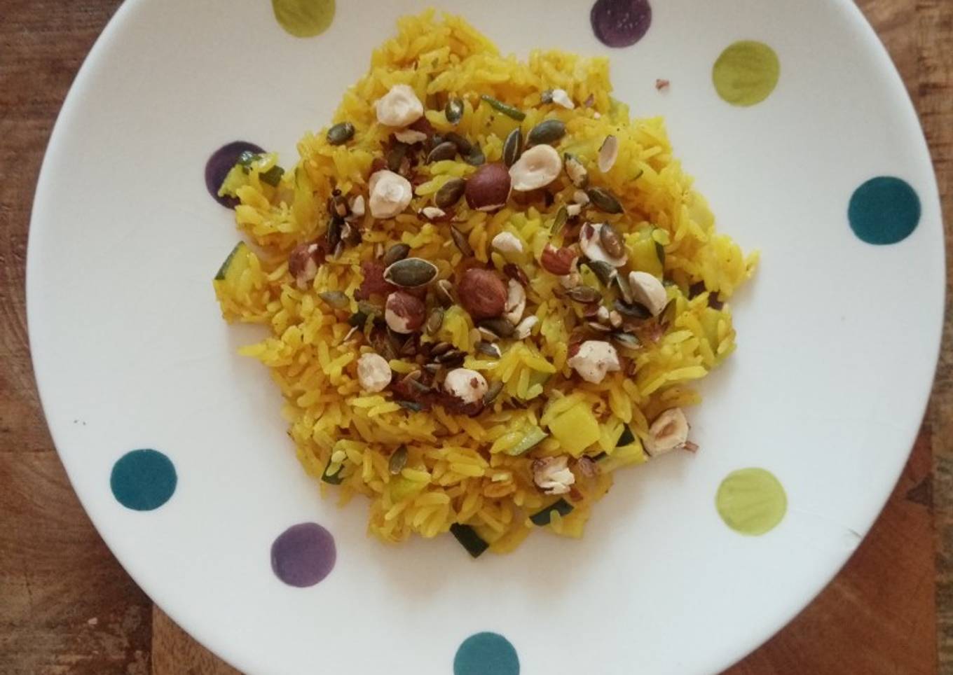 Riz de camargue aux courgettes et noisettes torréfiées