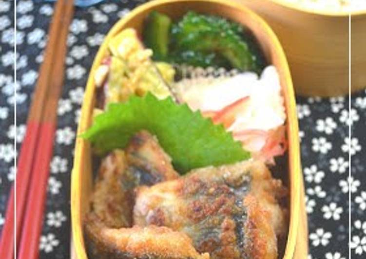 Recipe of Super Quick Mackerel Tatsuta-yaki in a Spirit of Japan Bento