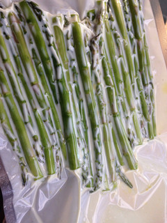 A picture of Sous Vide Asparagus With A Creamy Mustard Sauce.