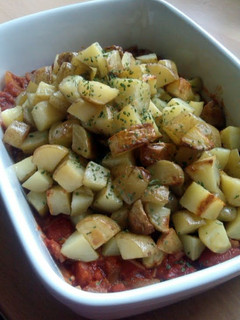 A picture of Vickys Patatas Bravas /Spanish-Style Potatoes, GF DF EF SF NF.