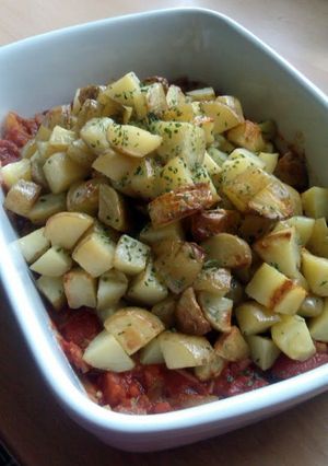 A picture of Vickys Patatas Bravas /Spanish-Style Potatoes, GF DF EF SF NF.