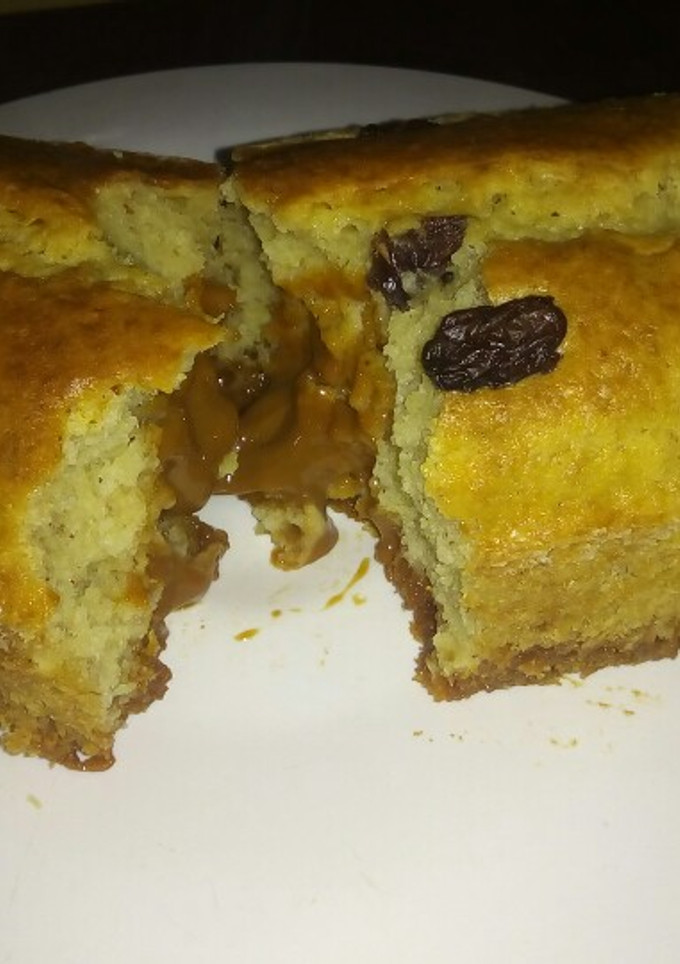 Una foto de Budín de banana relleno con dulce de leche