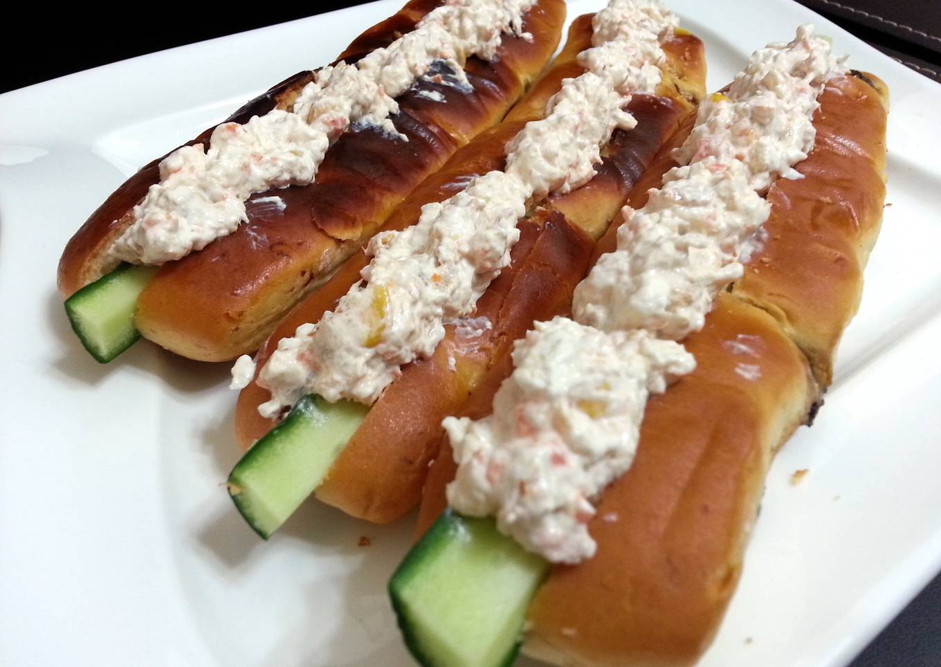 Salmon Spread In Hotdog Bun