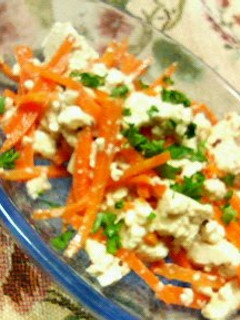 A picture of Tofu and Carrot Salad with Mentsuyu.