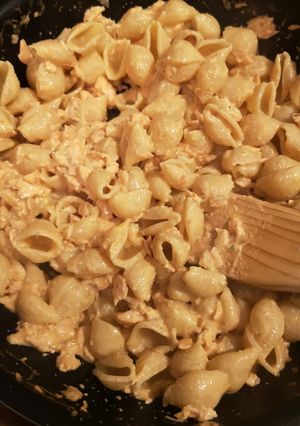 Une photo de Pâtes au saumon