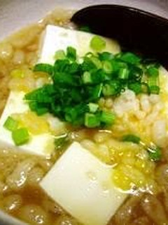 A picture of Easy to Make in Your Microwave! Simmered Tofu with Tempura Crumbs.