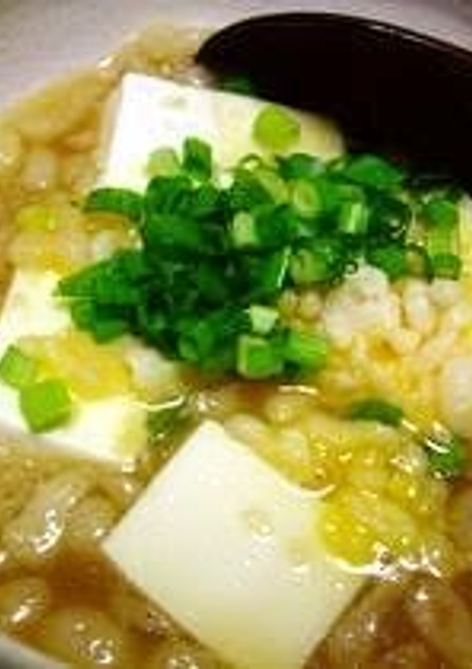 A picture of Easy to Make in Your Microwave! Simmered Tofu with Tempura Crumbs.