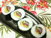 A picture of seafood sushi