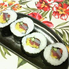A picture of Seafood Ehomaki (Lucky Fat Sushi Rolls).