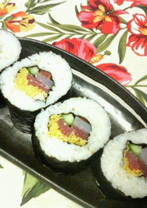 A picture of Seafood Ehomaki (Lucky Fat Sushi Rolls).