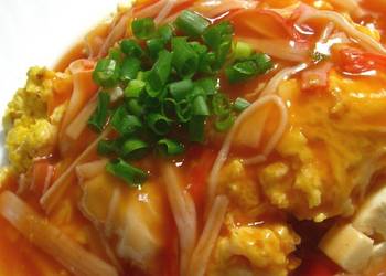 Easiest Way to Prepare Yummy Tofu with Imitation Crab and Eggs In Sweet and Sour Ketchup Sauce