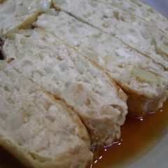 Simmered Aburaage Filled with Ground Chicken and Tofu A picture of Simmered Aburaage Filled with Ground Chicken and Tofu.