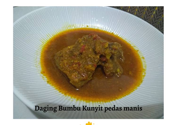Cara Bikin Daging Bumbu Kunyit Pedas Manis Anti Gagal