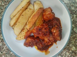 Una foto de Costillas con salsa tipo BBQ