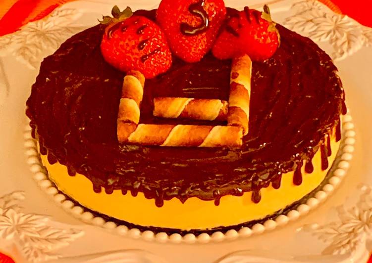 No Cheese Mango Cheesecake With Chocolate Ganache & Strawberries