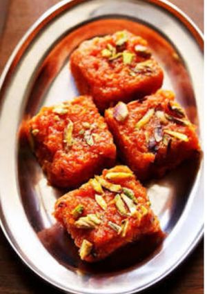 A picture of Tomato Coconut Burfi.