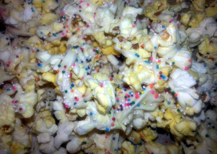 Easiest Way to Make Quick Festive White Chocolate Popcorn