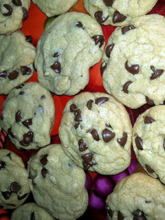 A picture of Soft and chewy chocolate chip cookies.