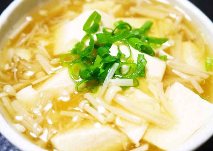 Steps to Make Ultimate Easy Cooking in One Pot - Silken Tofu with Mushroom Ankake Sauce