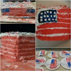 A picture of Tinklee's 4th of July Flag Cake (2 ways).