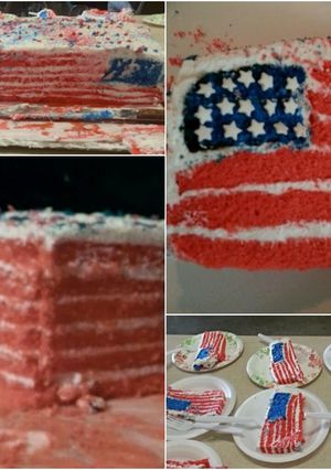 A picture of Tinklee's 4th of July Flag Cake (2 ways).