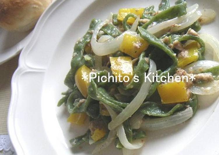 Recipe of Quick Tuna and White Sauce with Spinach Pasta