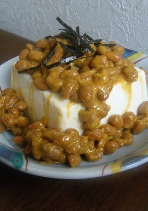 A picture of Curry Natto Cold Tofu or Boiled Tofu for Diet.