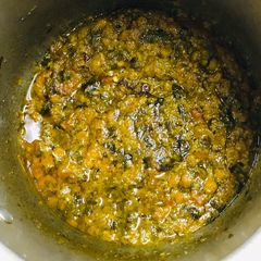 A picture of Palak dal curry.