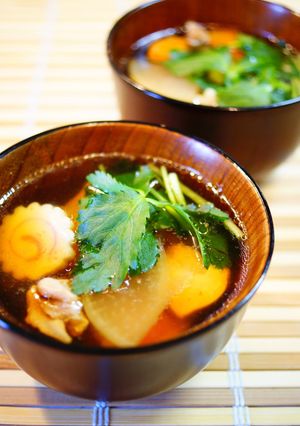 A picture of Ozoni (Mochi Soup).