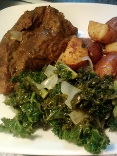 A picture of Sauteed Kale and Sweet Onion.