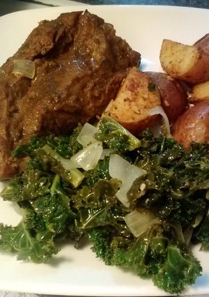 A picture of Sauteed Kale and Sweet Onion.