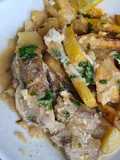 Algiers-Style Kbab / Veal with Fries in White Sauce