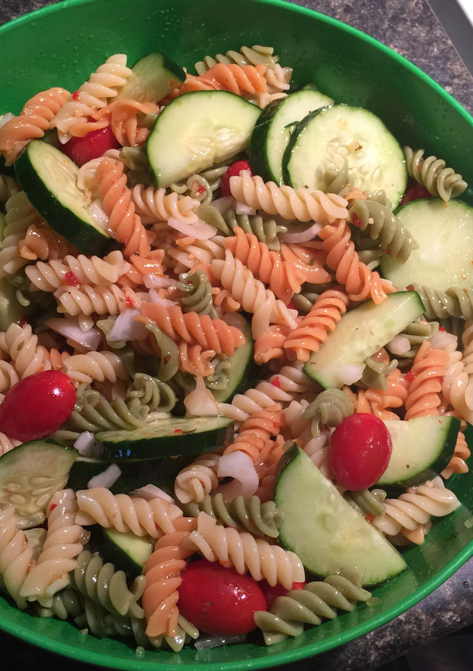 A picture of Memaw's Cucumber, Onion And Tomato Salad.
