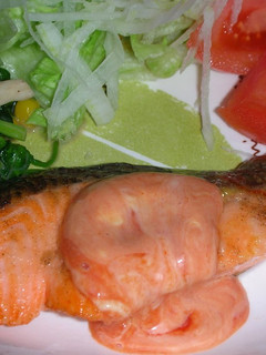 A picture of Salmon à la Meunière with Delicious Aurora Sauce.