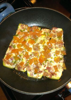 A picture of Baked zucchini bruschetta.