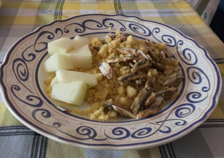 Migas con boquerones