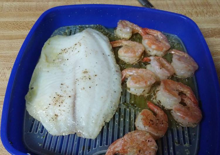 Microwave Steamed Shrimp/Fish in Lemon Butter Sauce