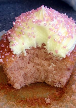 A picture of Strawberry sponge cakes.