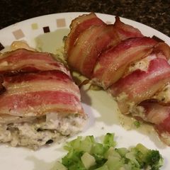 A picture of Cream cheese stuffed chicken.