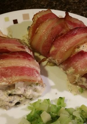 A picture of Cream cheese stuffed chicken.