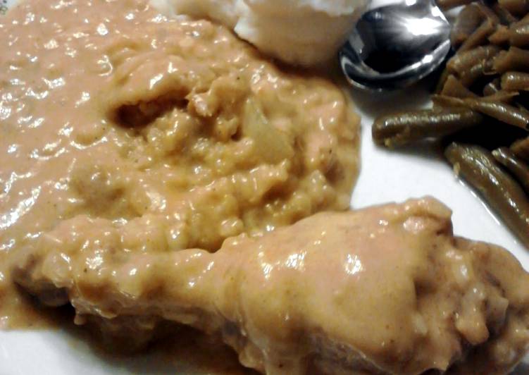 Steps to Prepare Award-winning Creamy Crockpot Chicken & Brown Rice