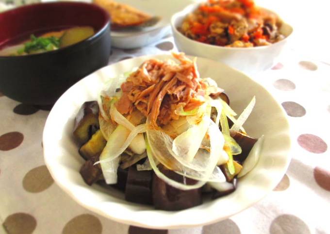 Steps to Make Award-winning This is in Heavy Rotation in the Summer!  Eggplant, Onion and Tuna Salad with Ponzu Sauce