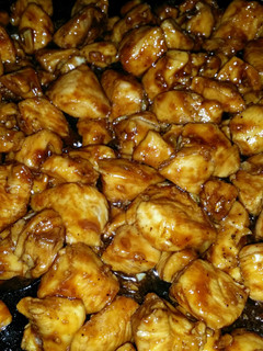 A picture of Sweet, sticky and spicy chicken.