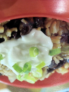 A picture of Cuban black beans and rice.