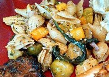 Ready to Serve Warm Brussel Sprout Pasta Salad Delicious Simple