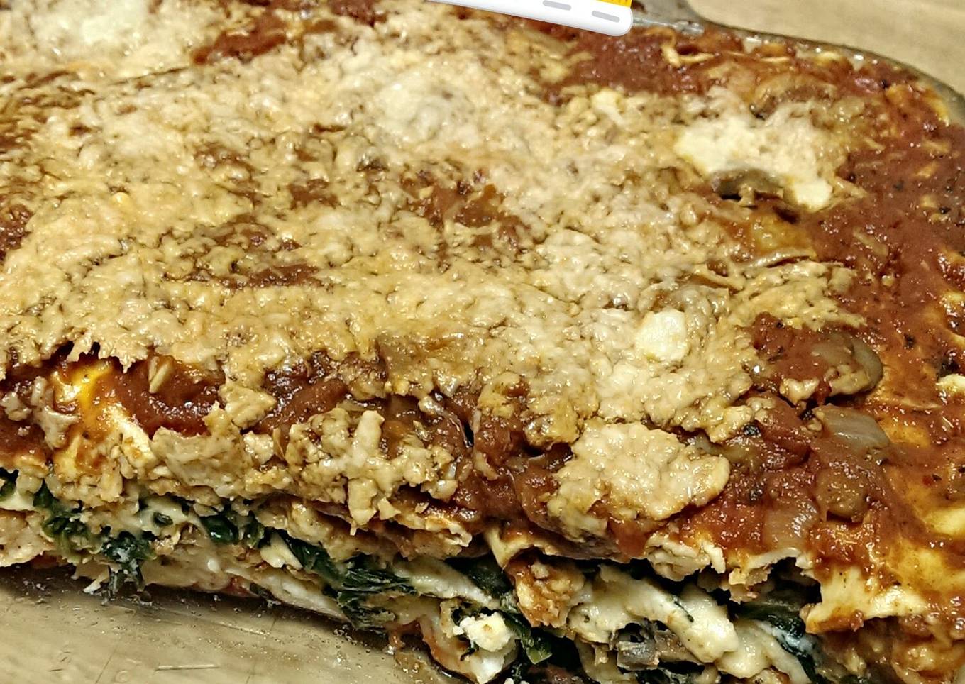 Spinach and mushroom lasagna