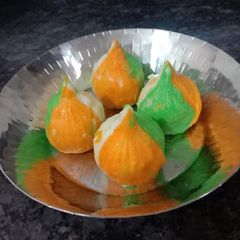 A picture of Tri colour Modak.